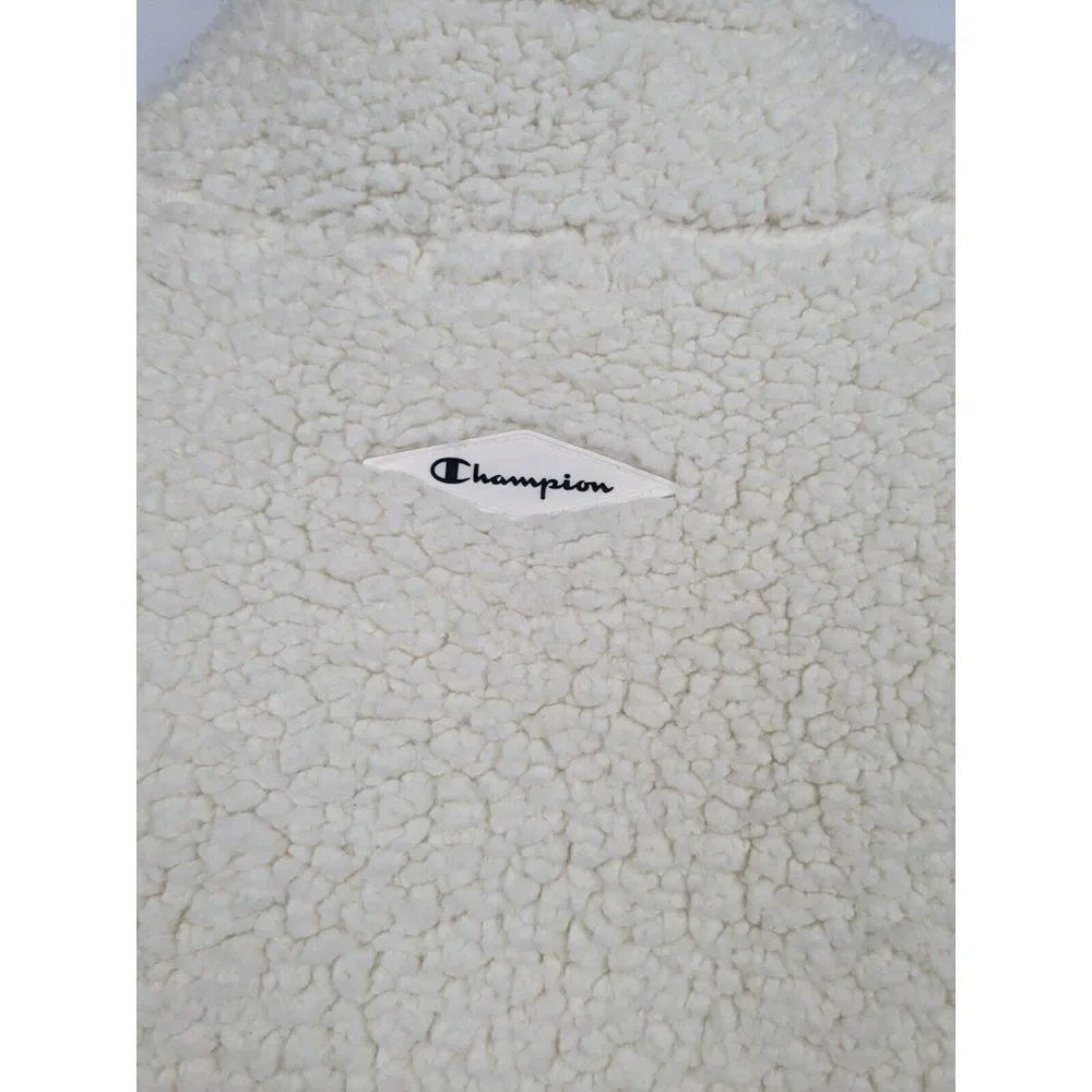 Champion Sherpa Jacket Women's Large Ivory 100% Polyester Authentic Quarter Zip - Picture 9 of 9